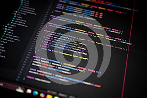 Close-up of colorful programming code on screen showing adjustColorOpacity, adjustHexOpacity, adjustHSLOpacity, and okLCH