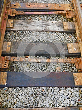 Close up of colorful railroad tracks