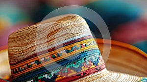 Close Up of a Colorful Straw Hat