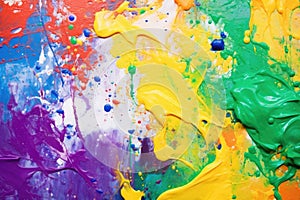 close-up of colorful thermochromic paint splatters