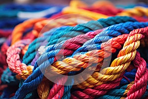 close-up of a colorful tug-of-war rope