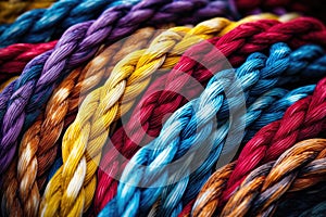 close-up of a colorful tug-of-war rope