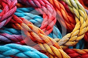 close-up of a colorful tug-of-war rope