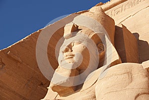 Close-up the colossal statue of Ramesses II