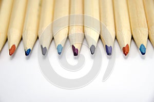 Close up of coloured pencils