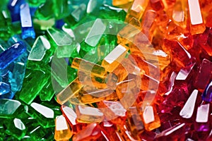 a close-up of a colourful frit of glass, ready to be melted