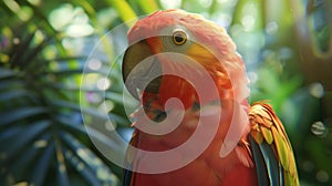 a close up of a colourfull parrot