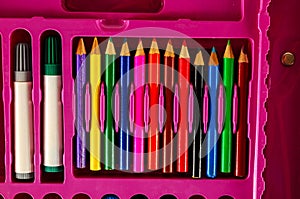 Close-up of colred markers photo