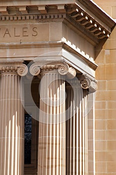 Close-up of the columns and ionic capitals