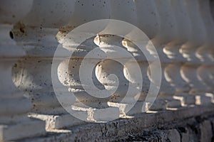 close-up columns in row made of white marble outdoor