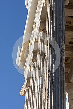 Close up of columns on Temple of Athena Nike