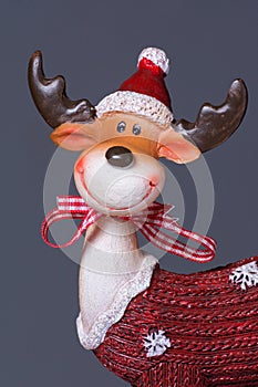 Close up of a comic reindeer Christmas ornament