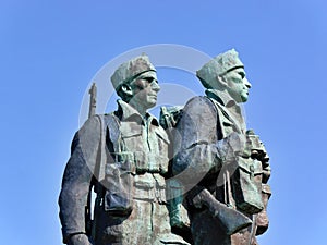 Close up of Commando memorial, Spean Bridge, Scottish Highlands