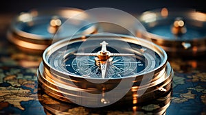 A close up of a compass. Generative AI.