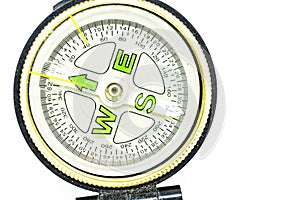 Close up of compass, isolated of white background.