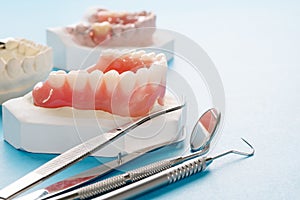 Complete denture or full denture. photo