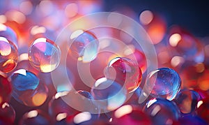 close-up composition of colorful glass bubbles. AI Generative