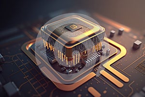 Close-up of computer chip on table