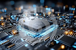 Close Up of a Computer Circuit Board with CPU