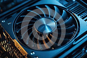 Close-Up of Computer Graphic Card Cooling Fan