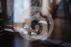 Close-up computer hardware inside of modern computer CPU