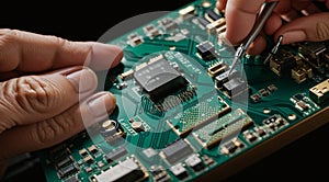 close-up of computer inside, computer board background, pc board, mainboard fixer, close up of computer circuit board