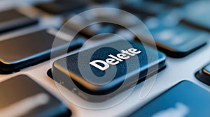 A close up of a computer keyboard with the delete key highlighted, AI