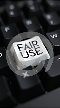 Close-Up Computer Keyboard Featuring Keycap Labeled Fair Use in Bold Text
