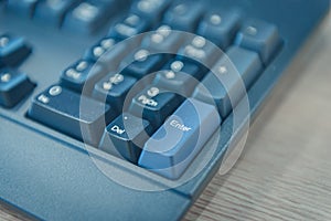 Computer keyboard. selected focus on enter button.