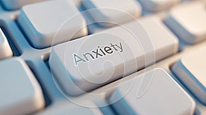 A close up of a computer keyboard with the word anxiety on it, AI