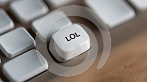 A close up of a computer keyboard with the word 'lool' on it, AI