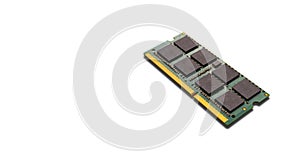 Close up computer, laptop memory, RAM on white background. DDR RAM Random Access Memory isolated on white background. With copy