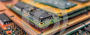 Close-up of computer memory chips