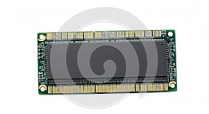 Close up of a computer memory module on a white background