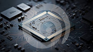 Close-up of a Computer Microprocessor on a Circuit Board transparent background