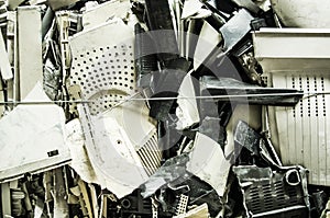 Close up of computer parts of electronic parts as garbage