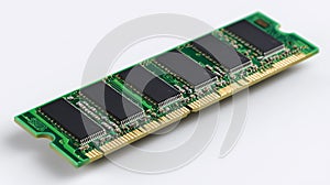 Close-up of computer ram memory module on white background