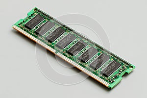 Close up of computer ram module on white background for technology concepts.