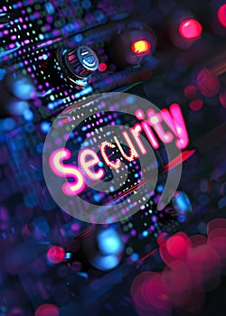 Close-up of a computer screen displaying a pixelated Security icon and cursor, emphasizing the importance of cybersecurity in the