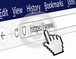 Close-up of computer screen with http address bar