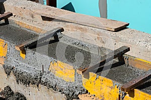 Close up of concrete in formwork