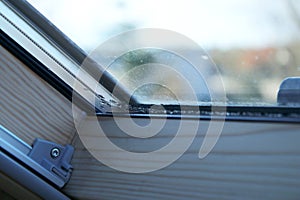 Close up of condensation on the window in a house, water drops and hight humidity