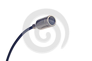 Close up of condenser microphone on white