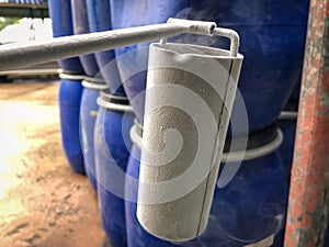 Close up of container with liquid nitrogen