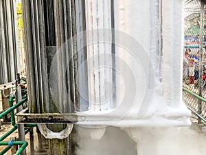 Close up of container with liquid nitrogen