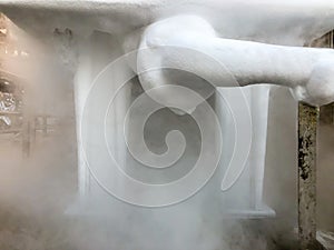 Close up of container with liquid nitrogen