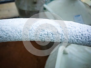 Close up of container with liquid nitrogen