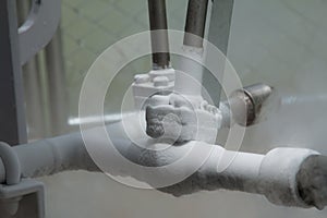 Close up of container with liquid nitrogen