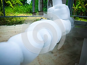 Close up of container with liquid nitrogen