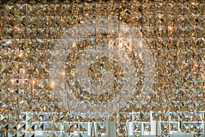 Close up of contemporary glass chandelier